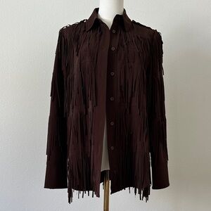 Zara Chocolate Brown Fringe Shirt